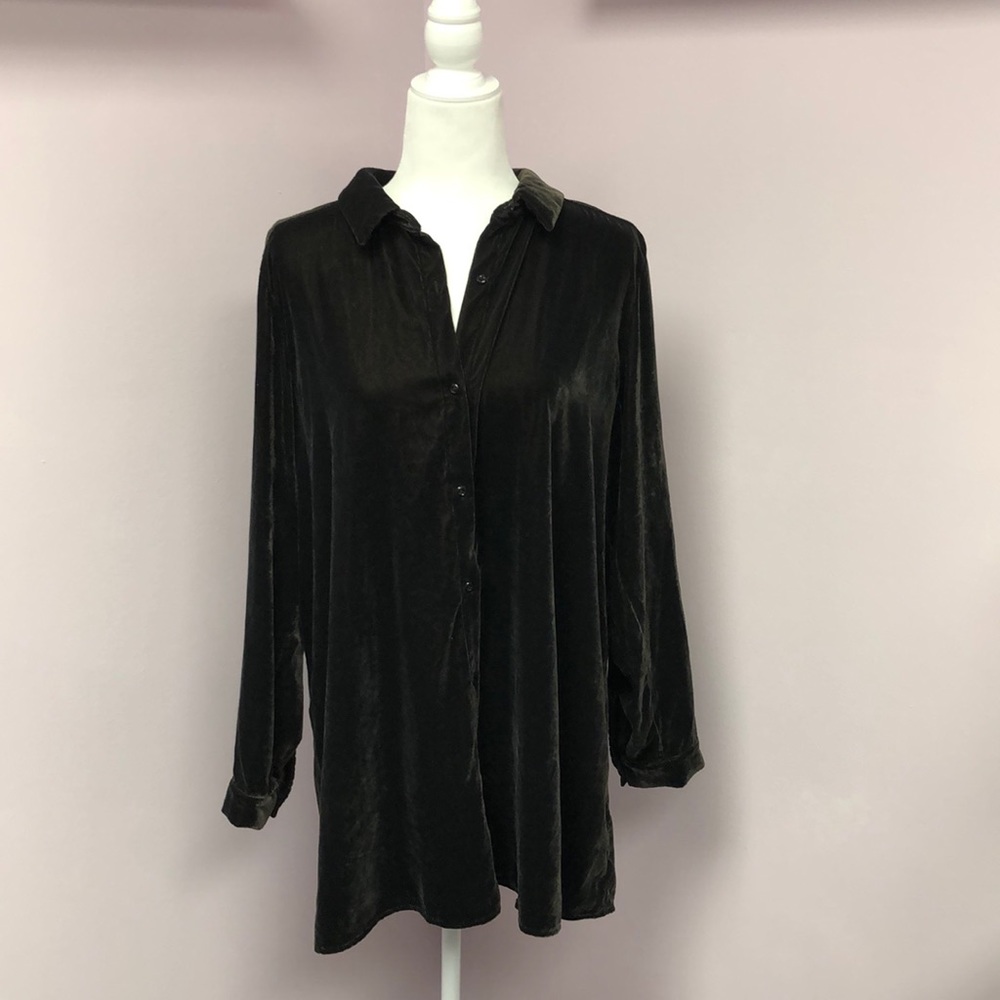 J.Jill sz L Brown Velvet Long Sleeve Dress